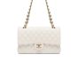 Chanel Classic Double Flap Caviar White medium quilted bag