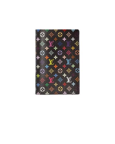 Louis Vuitton x Takashi Murakami black passport cover
