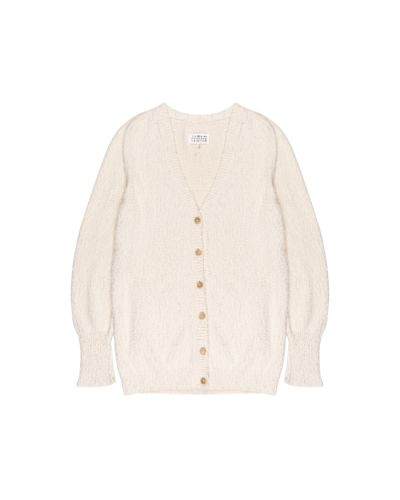 Maison Margiela 4 Ivory pilled cardigan sweater