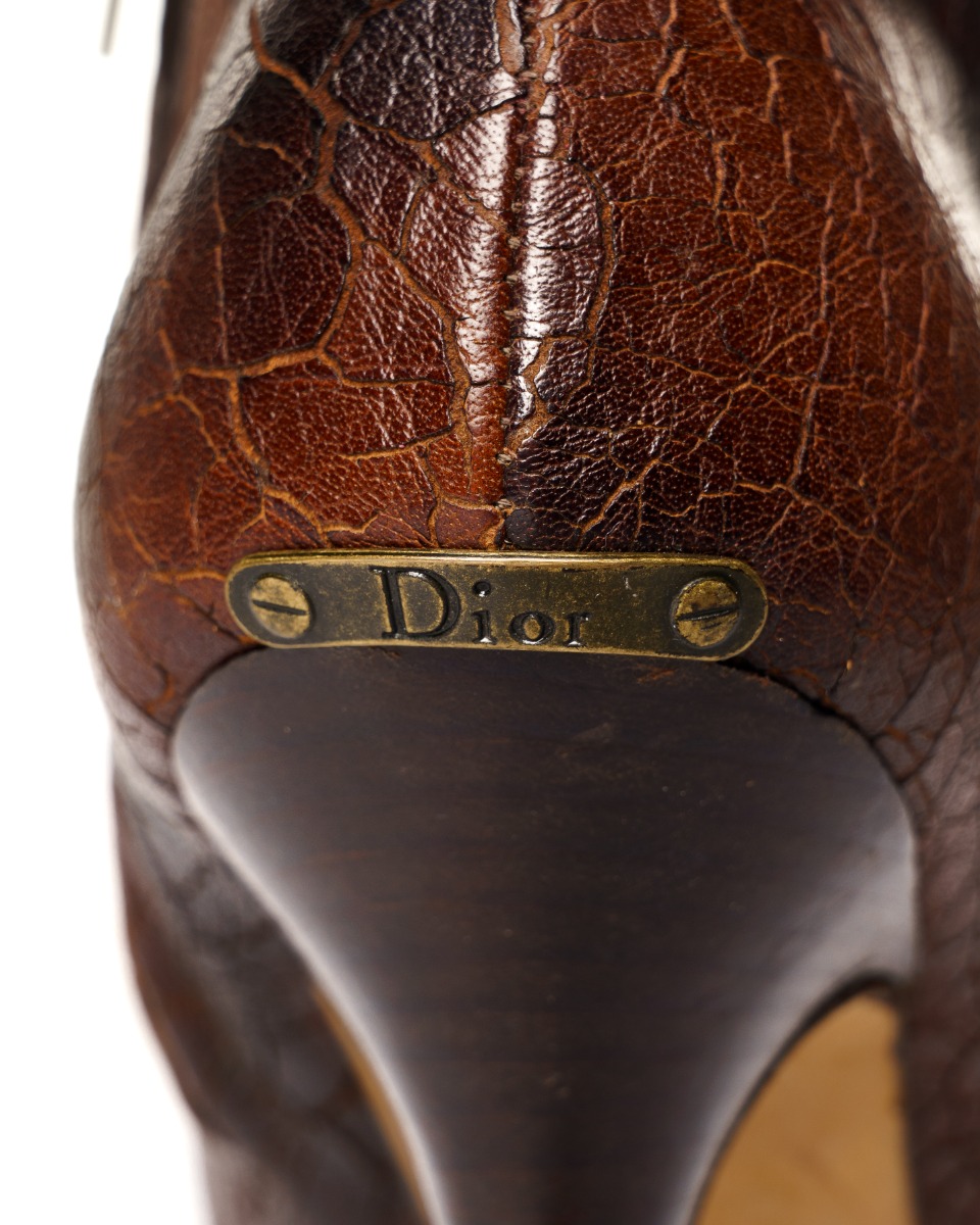 Dior brown leather ankle heels thumbnail