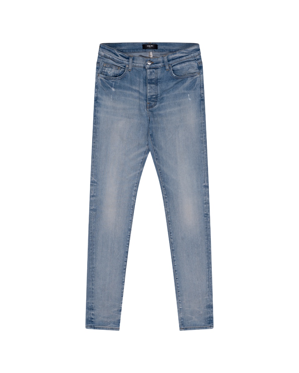 Amiri antique indigo stack skinny jeans thumbnail