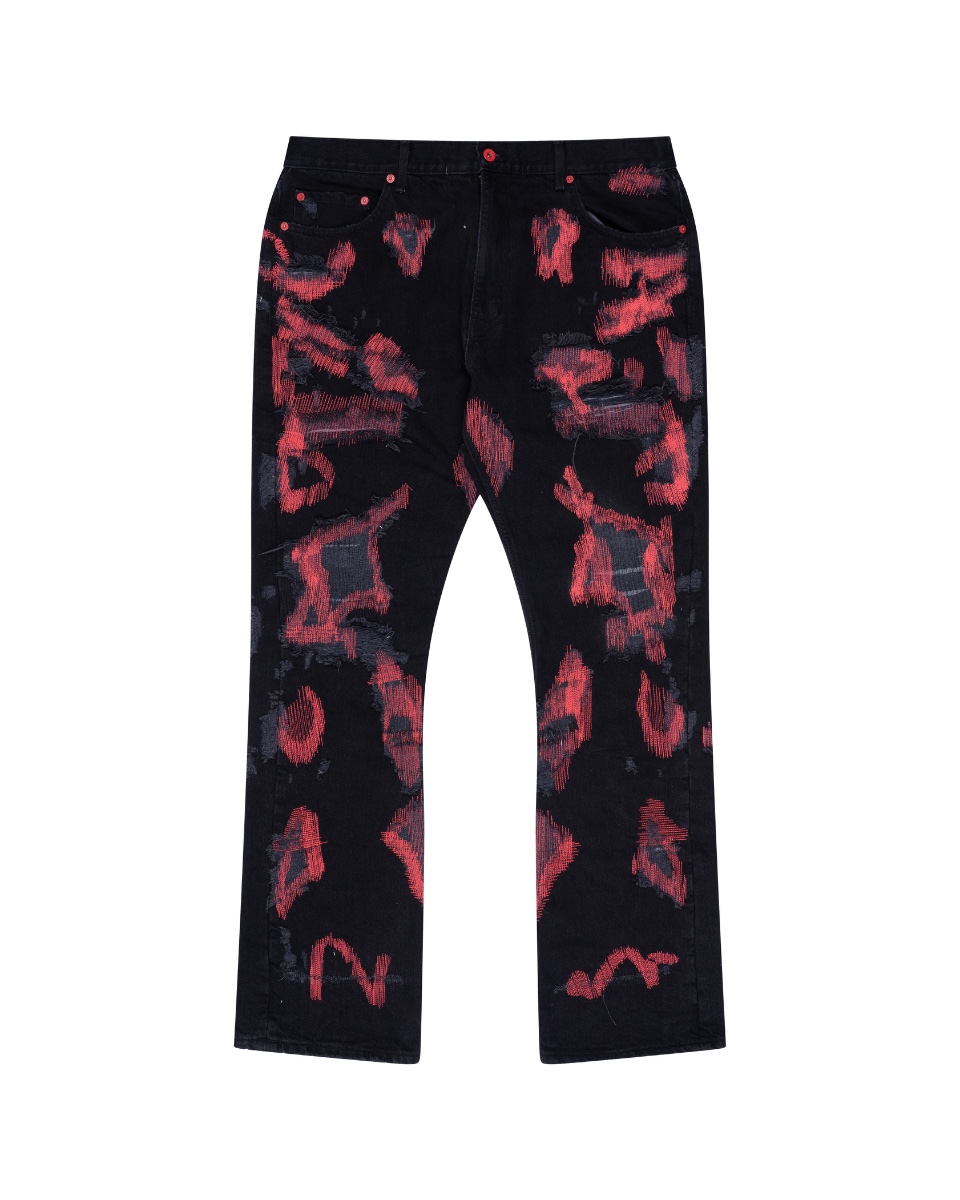 Endless distressed embroidery denim pants  thumbnail