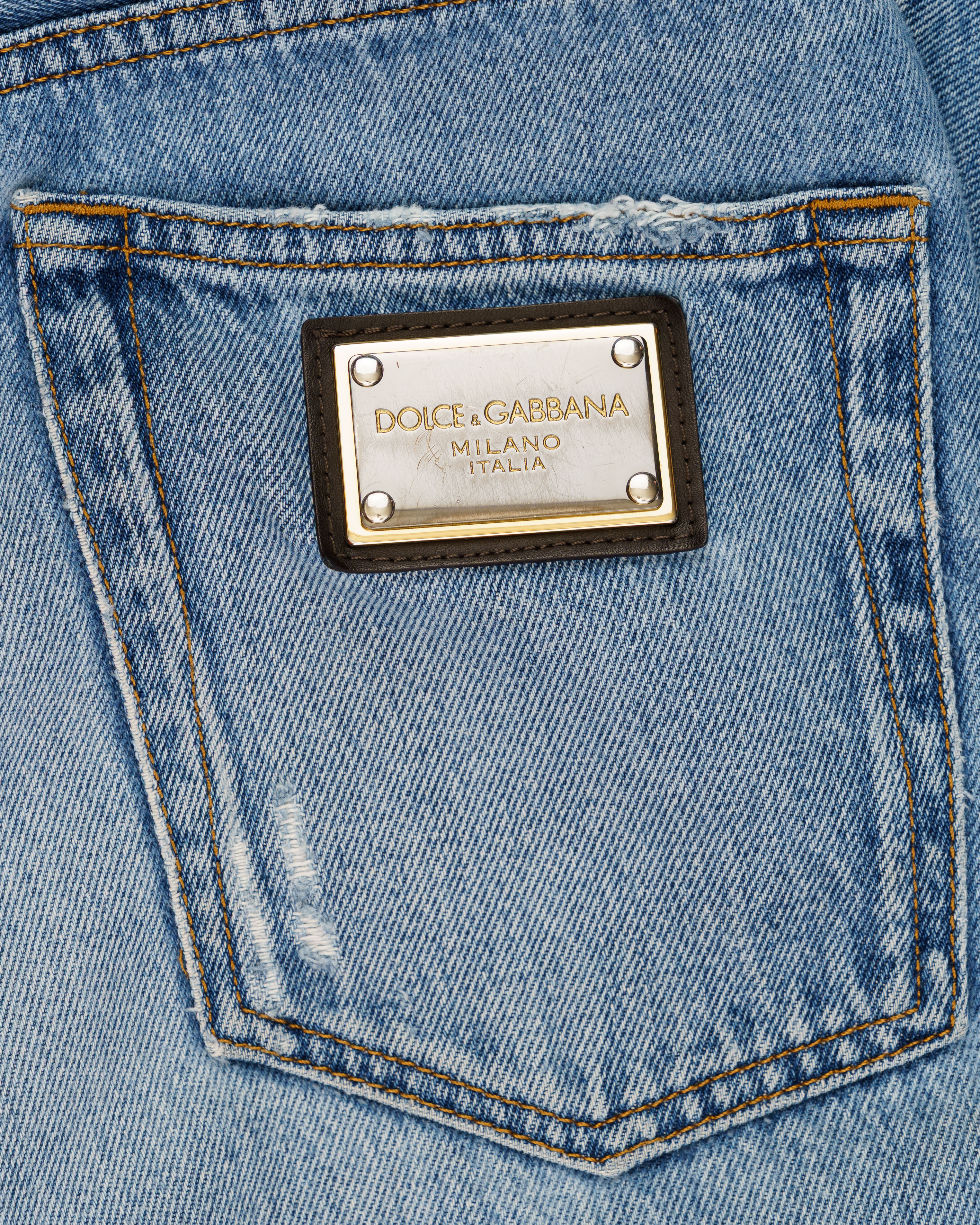 Dolce&Gabbana metal logo emblem blue denim pants thumbnail