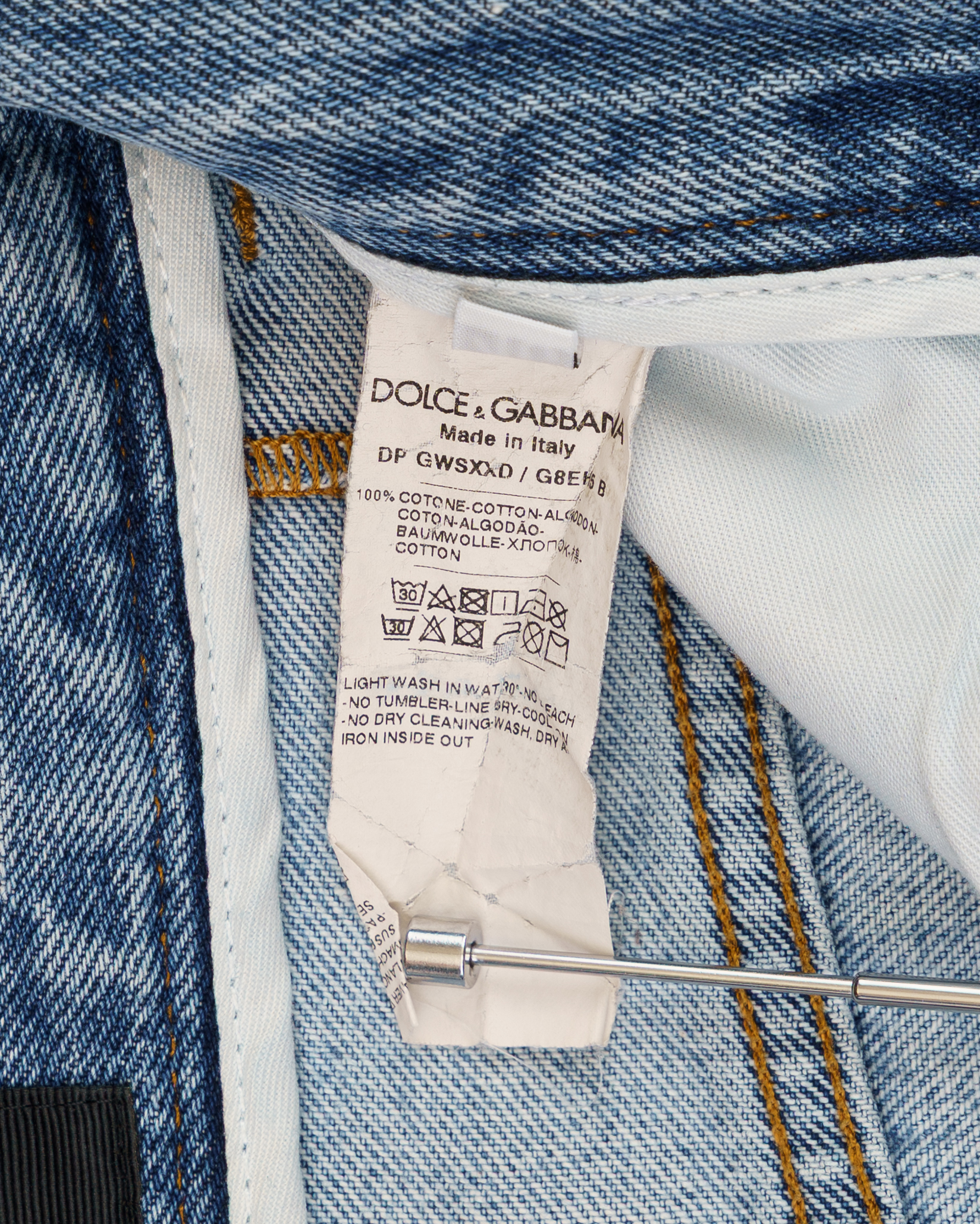 Dolce&Gabbana metal logo emblem blue denim pants thumbnail