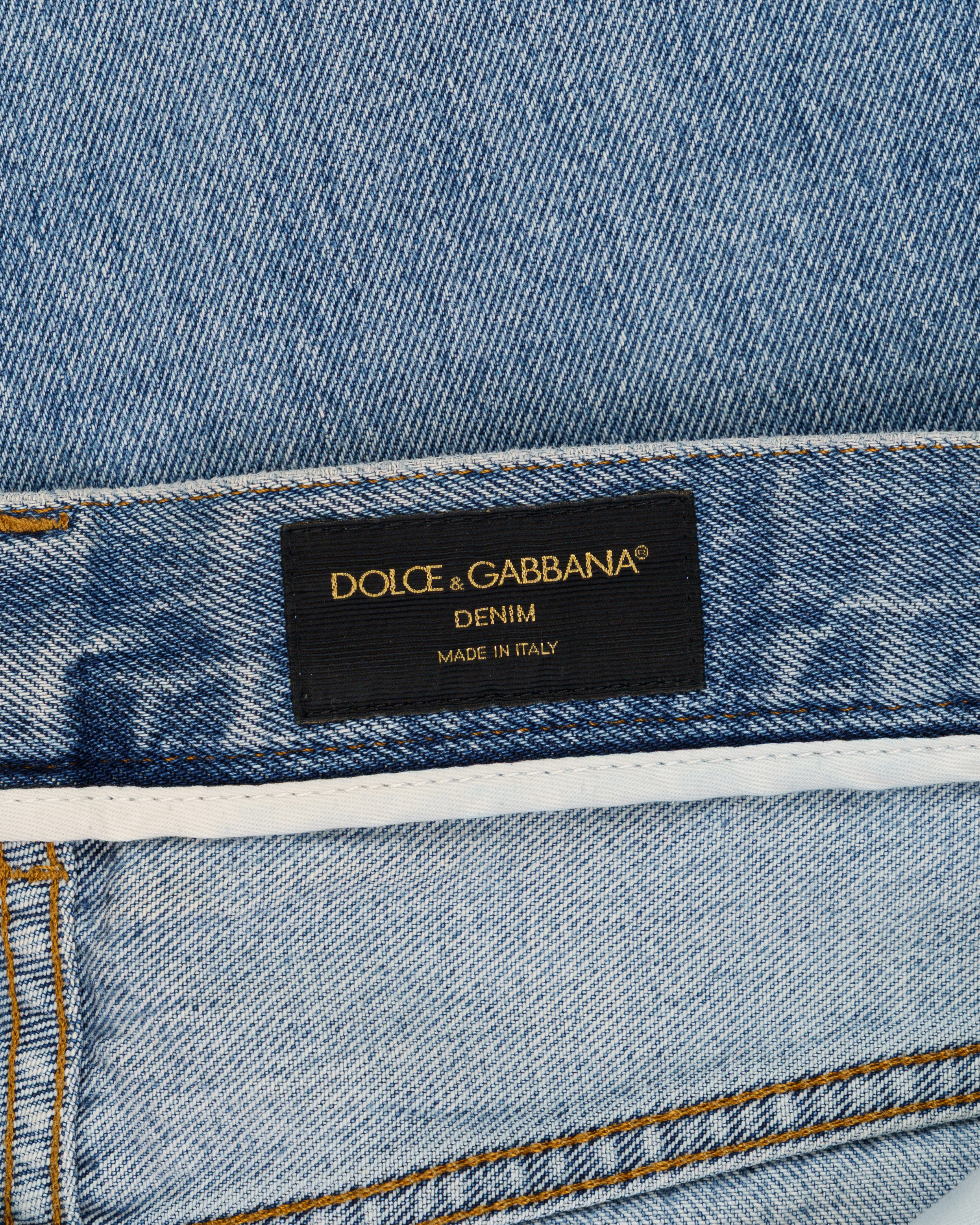 Dolce&Gabbana metal logo emblem blue denim pants thumbnail