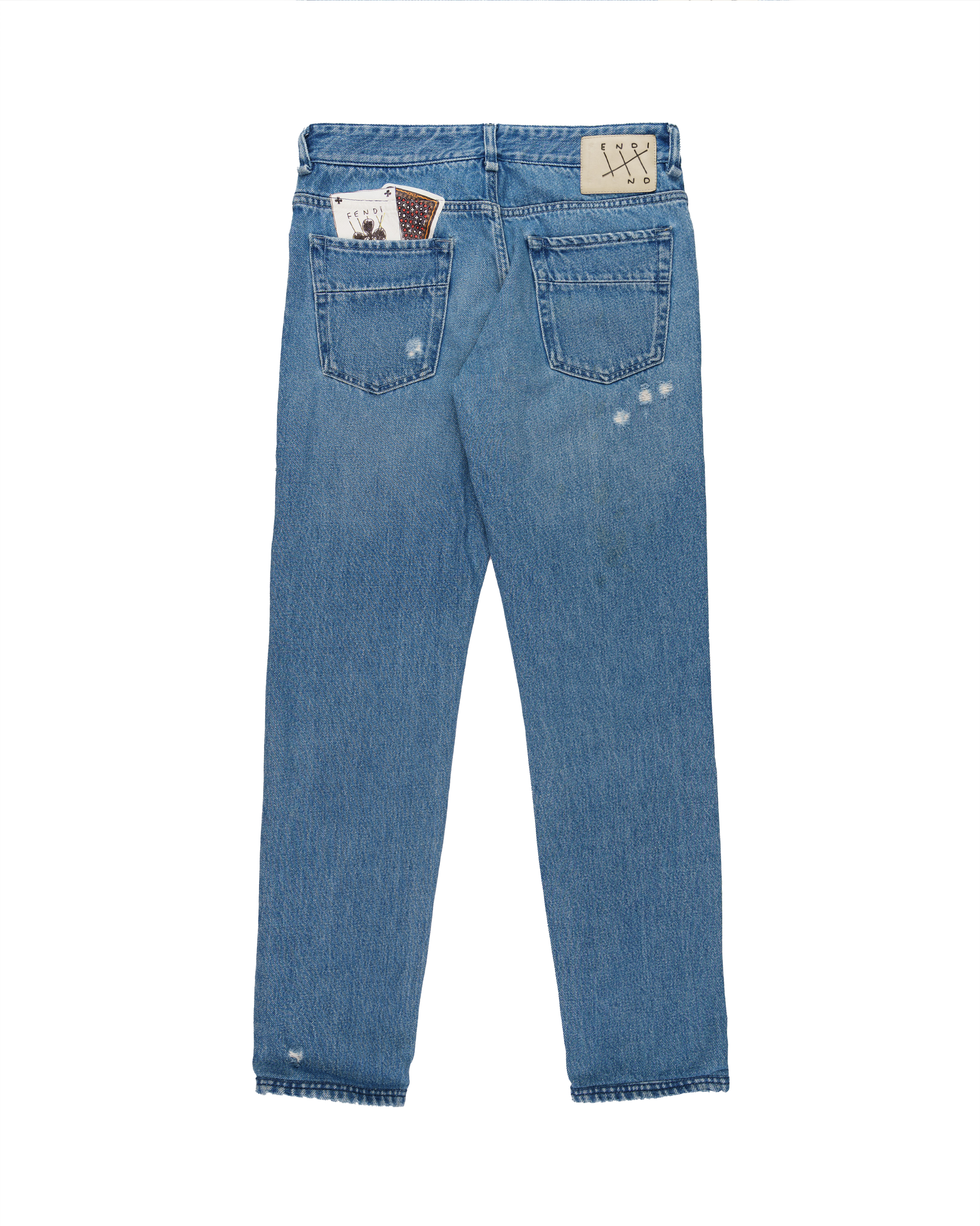 Fendi Cards Deck printed blue denim pants thumbnail