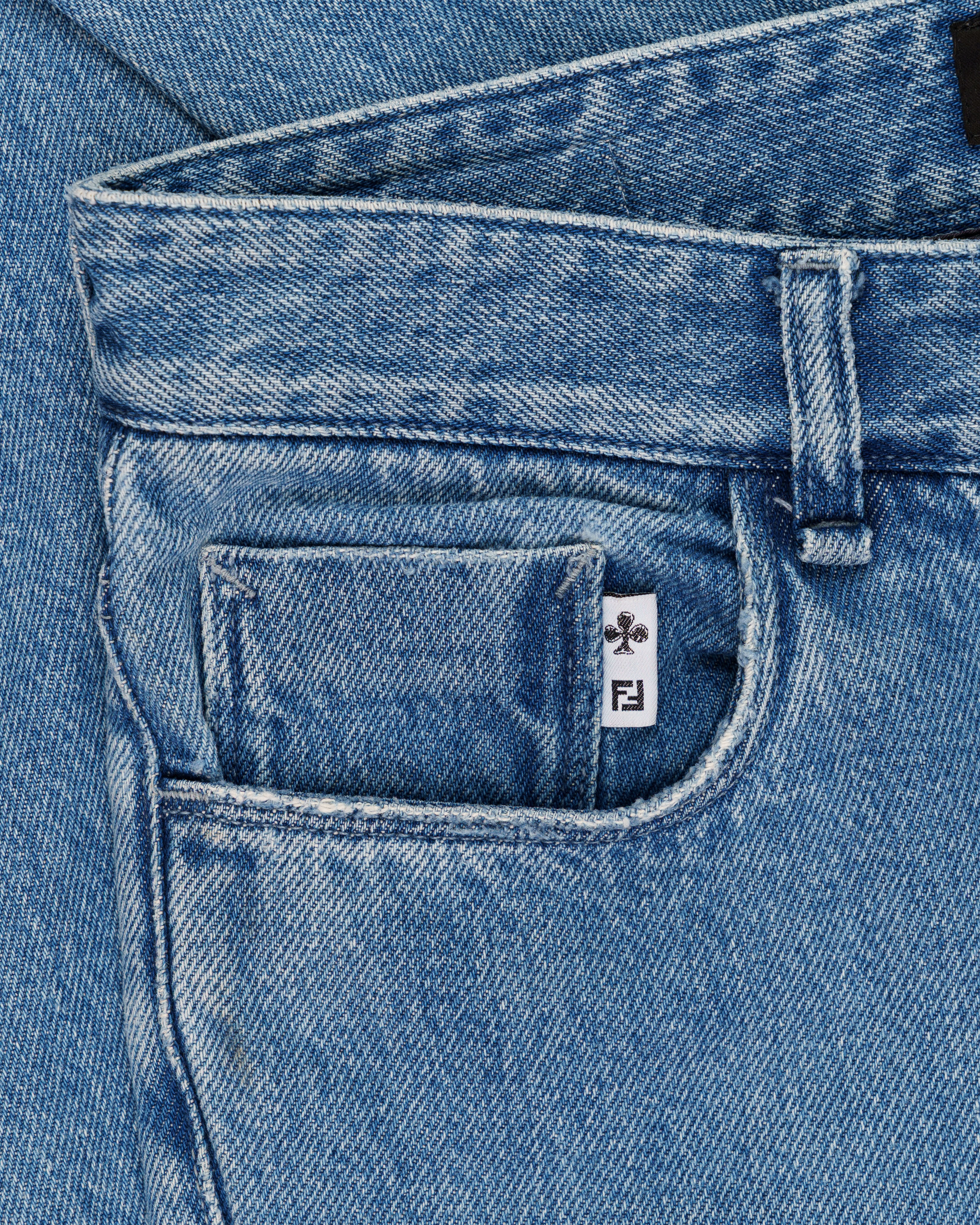 Fendi Cards Deck printed blue denim pants thumbnail