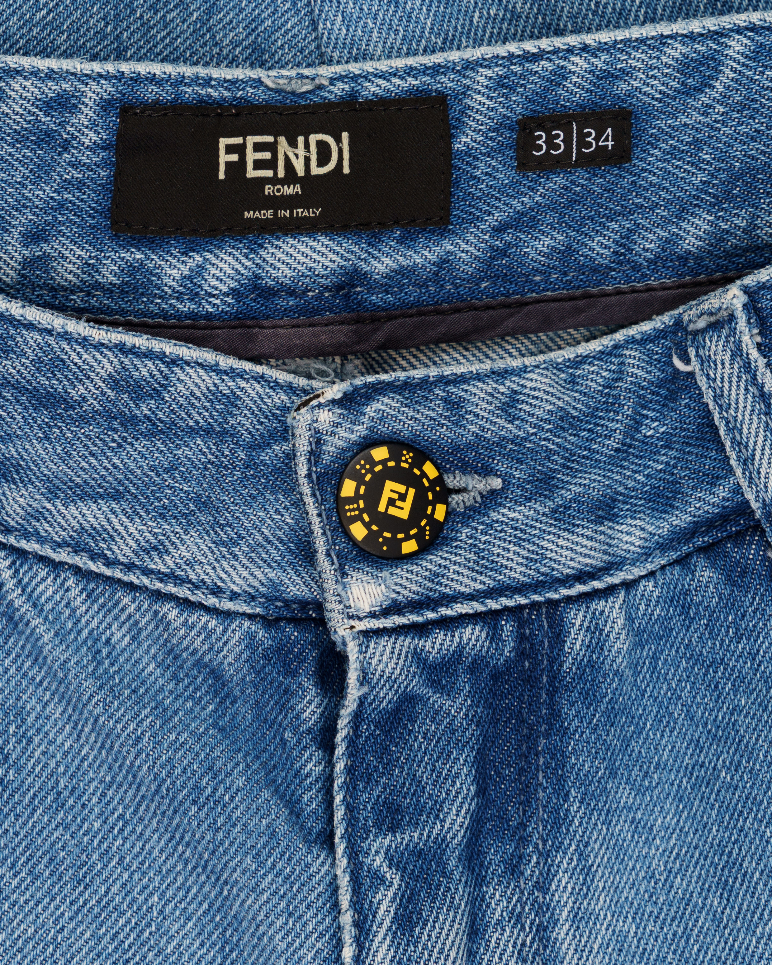 Fendi Cards Deck printed blue denim pants thumbnail