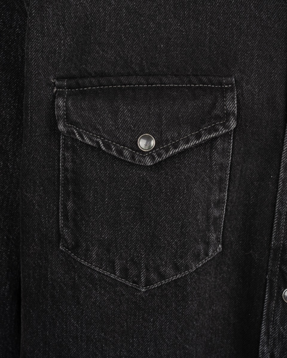 Acne Studios Cowboy black denim button-up shirt thumbnail