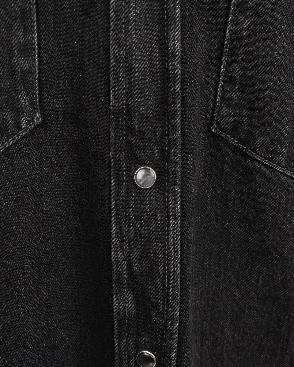 Acne Studios Cowboy black denim button-up shirt thumbnail