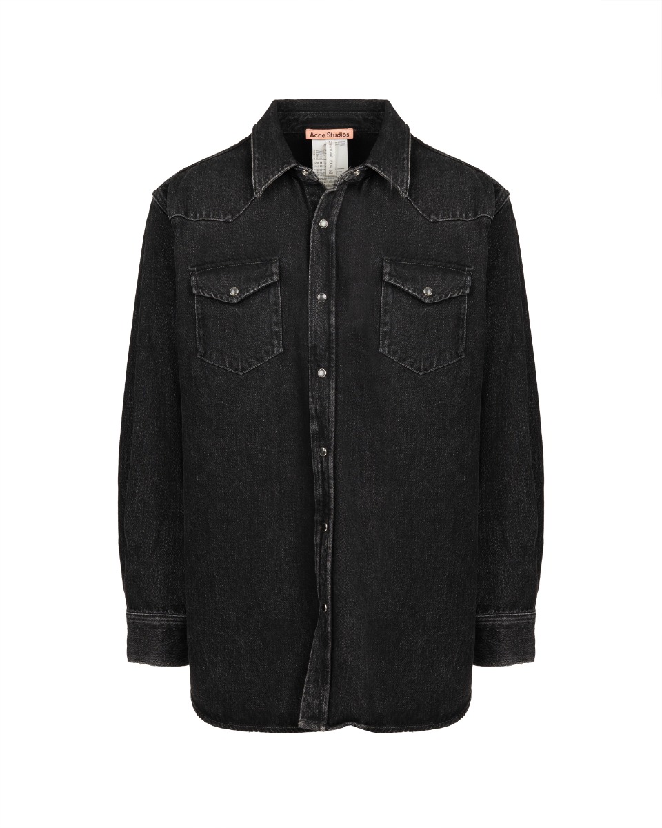 Acne Studios Cowboy black denim button-up shirt thumbnail