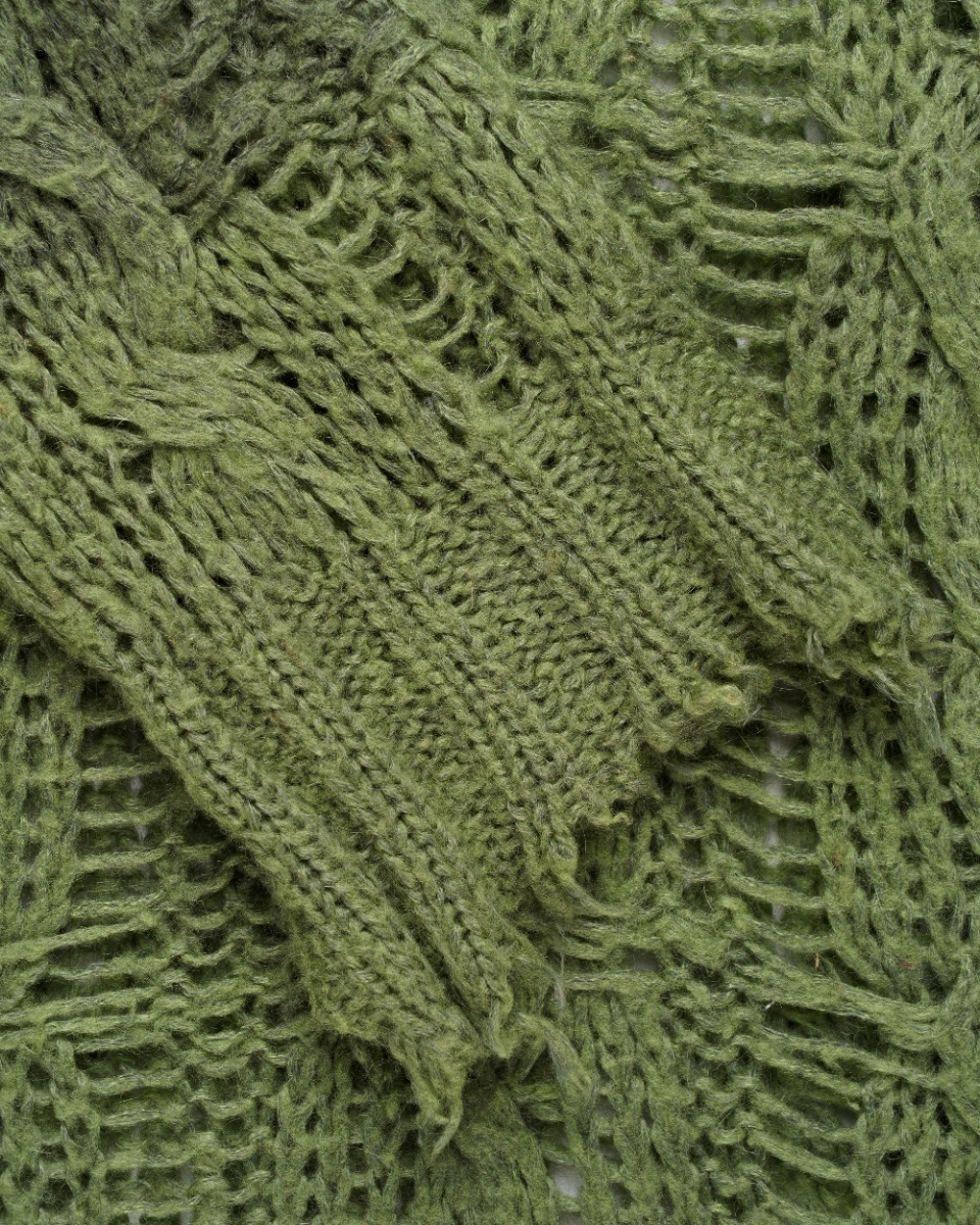Acne Studios frayed cable-knit sweater thumbnail
