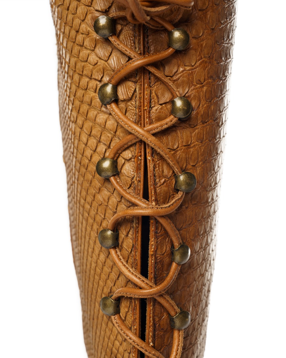 Alexander McQueen python snakeskin back-lace high heel boots thumbnail