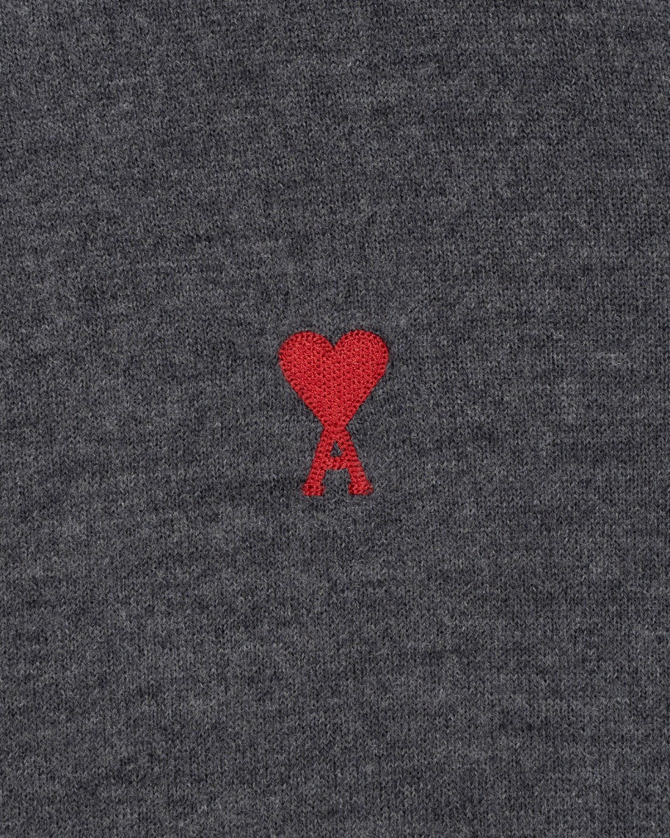 Ami Alexandre Mattiussi "Ami De Coeur" heather grey crewneck sweater thumbnail