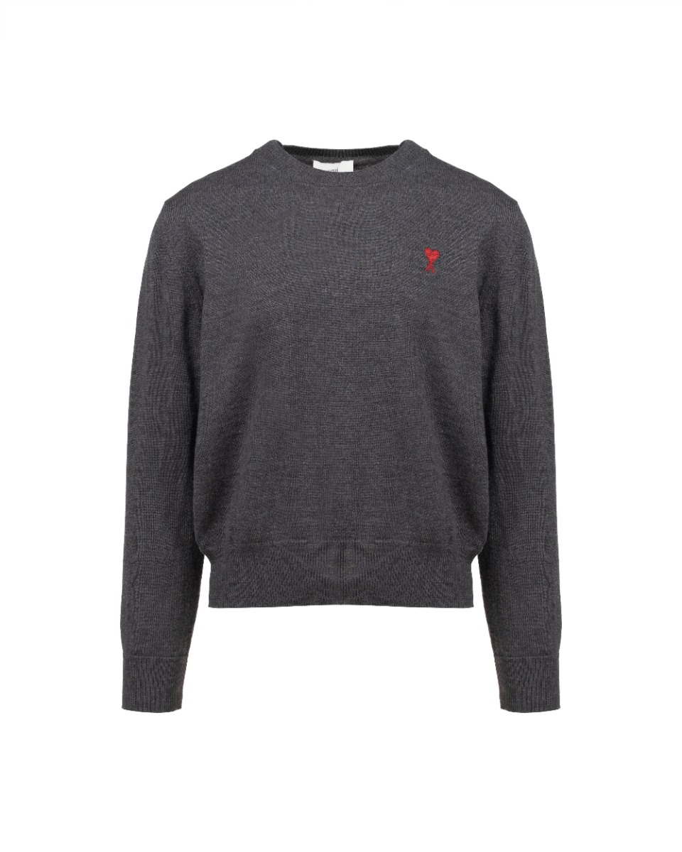 Ami Alexandre Mattiussi "Ami De Coeur" heather grey crewneck sweater thumbnail