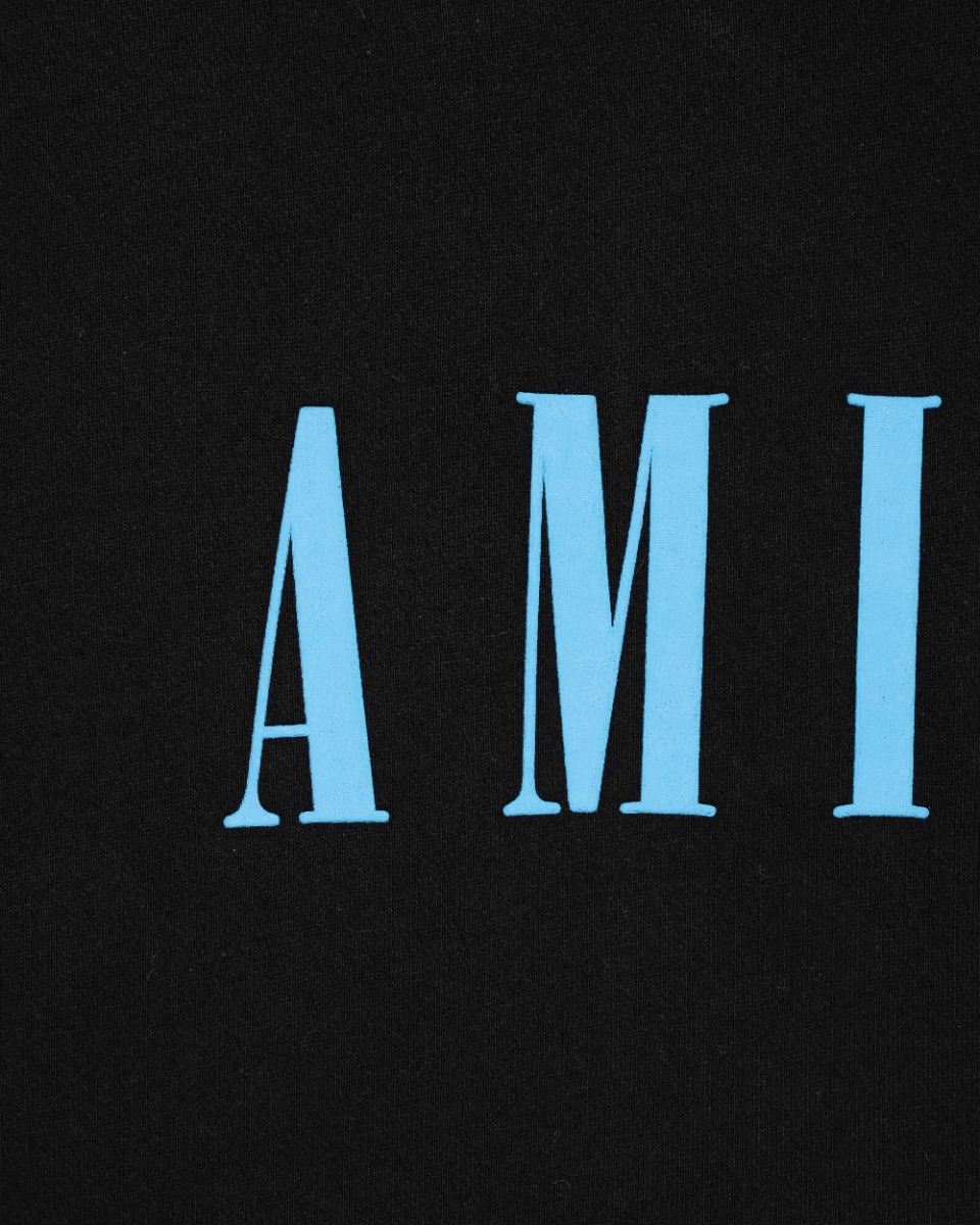 Amiri Core Logo Carolina Blue black hoodie thumbnail