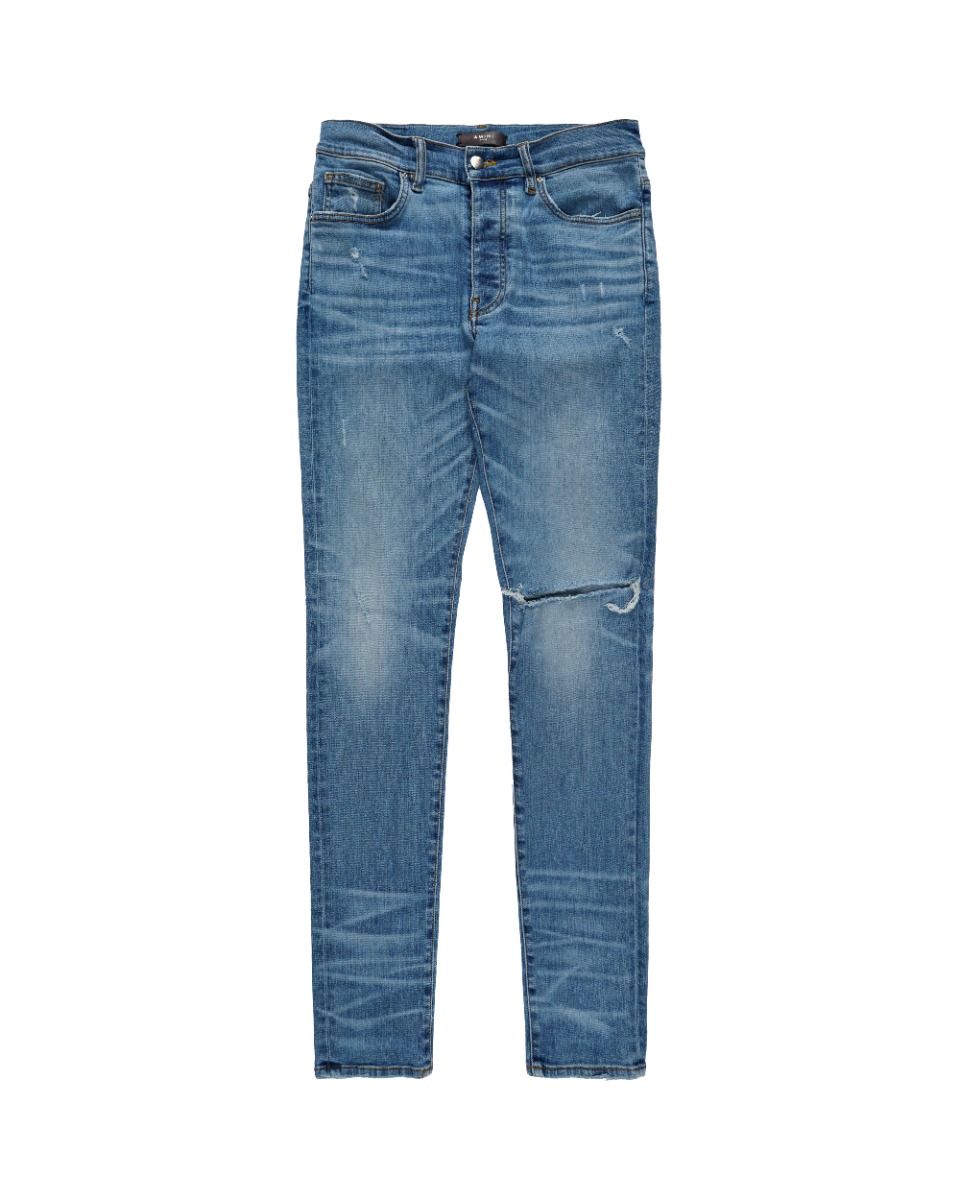 Amiri knee-ripped blue skinny jeans thumbnail