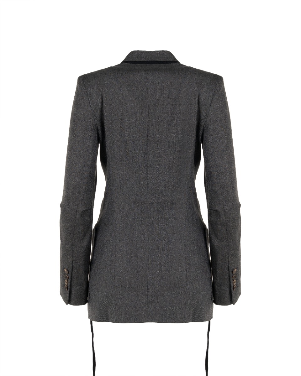 Ann Demeulemeester laced grey elongated blazer jacket thumbnail