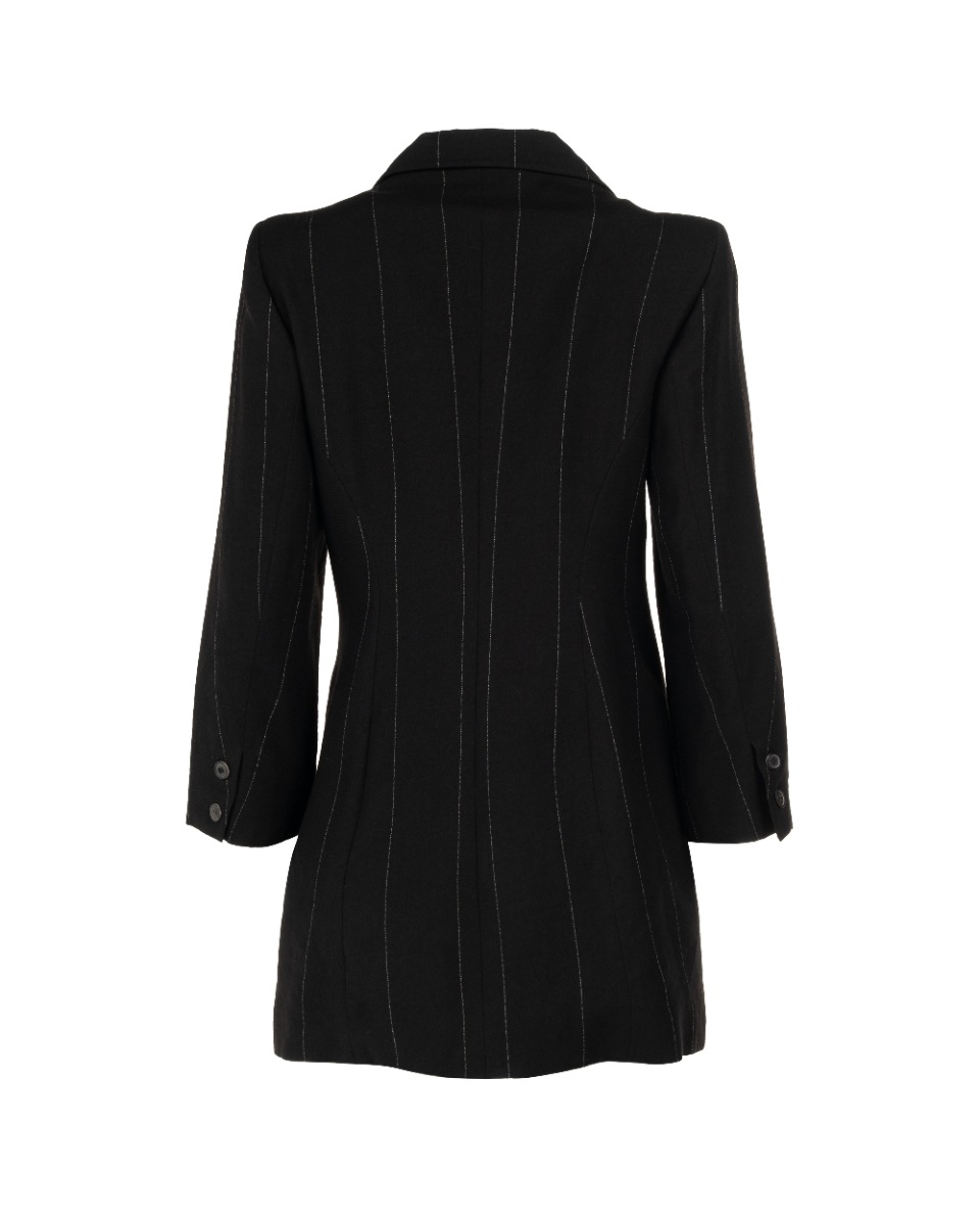 Ann Demeulemeester Pinstripe elongated laine blazer jacket thumbnail
