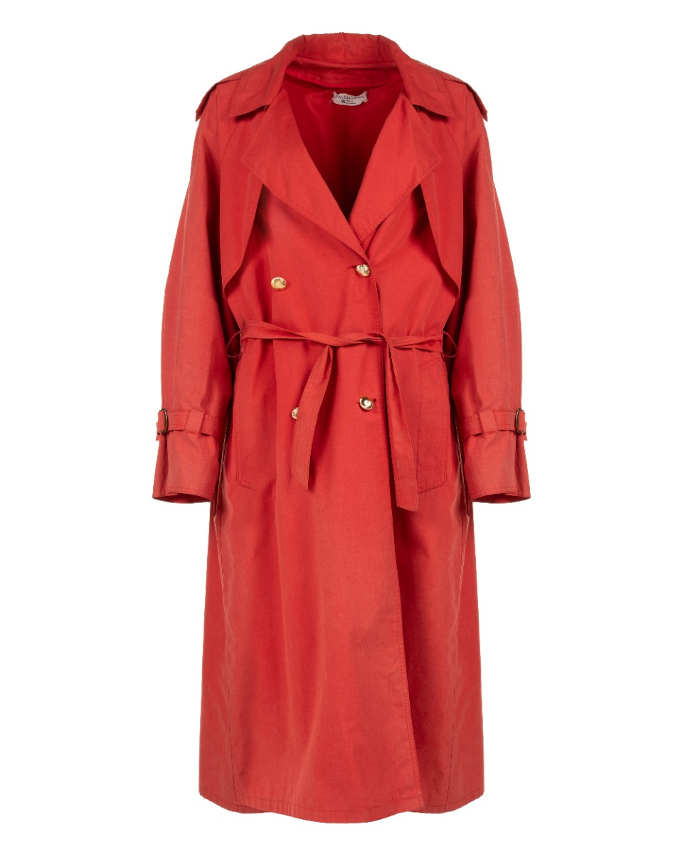 Balenciaga 1980s double-breasted red trench coat thumbnail