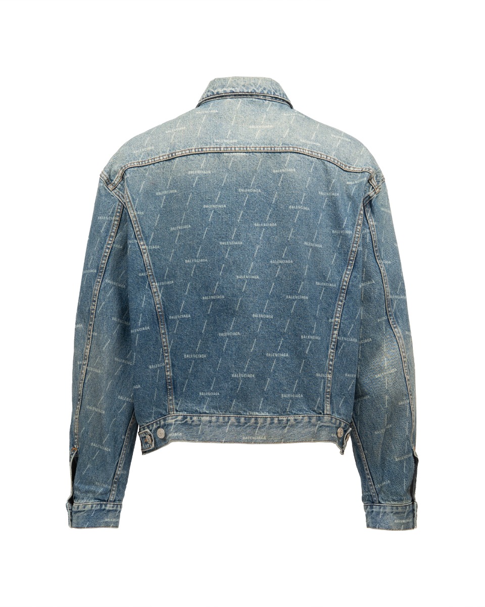 Balenciaga all-over logo washed denim jacket thumbnail
