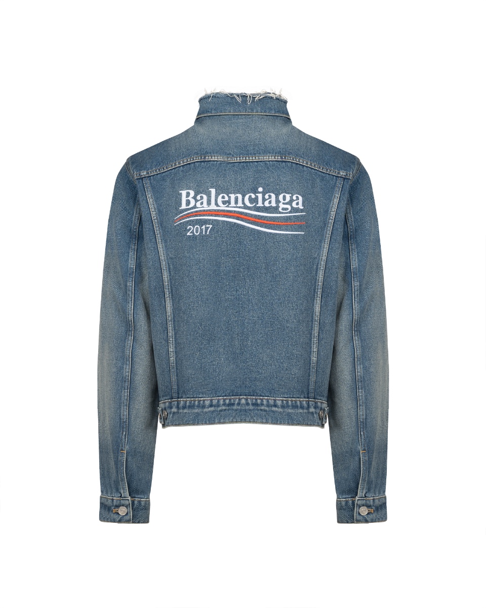 Balenciaga Bernie Sanders "2017" logo denim jacket   thumbnail