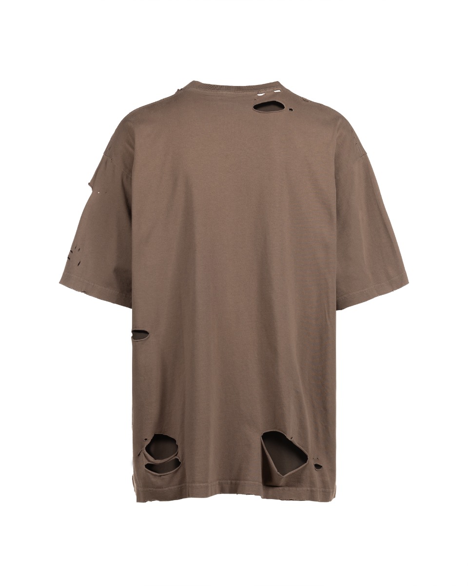 Balenciaga Caps Logo distressed oversized brown t-shirt thumbnail