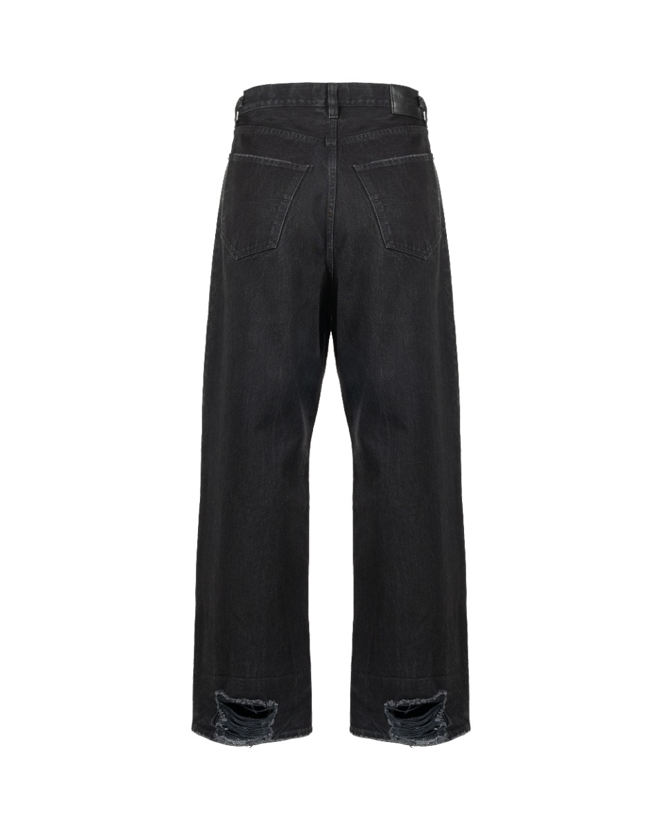 Balenciaga Destroyed wide-leg black denim pants thumbnail