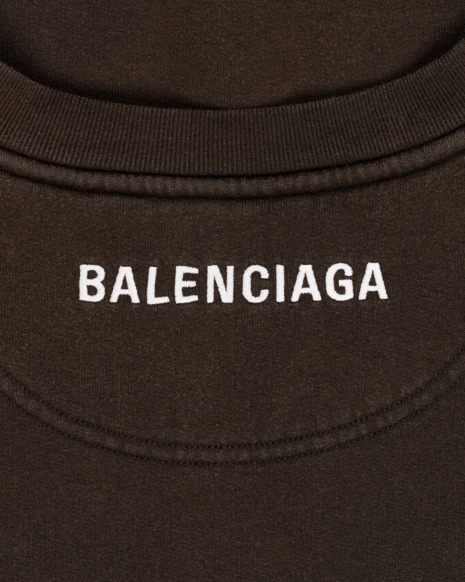Balenciaga drawstring oversized faded crewneck sweatshirt thumbnail