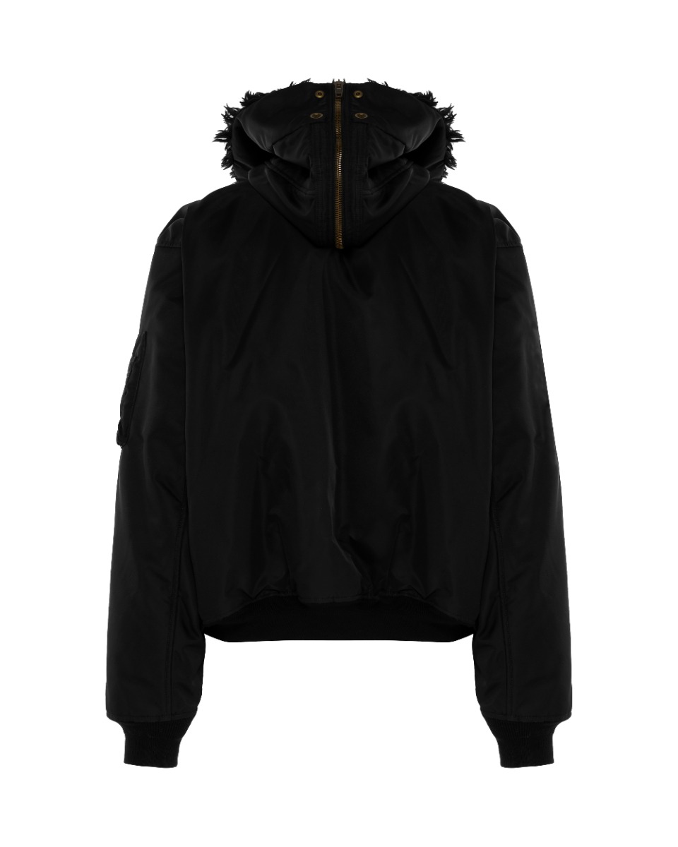 Balenciaga faux fur-trimmed bomber jacket thumbnail