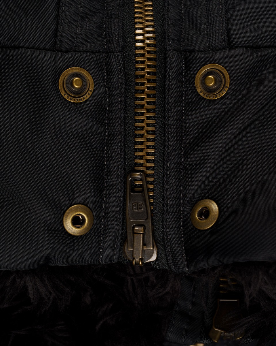 Balenciaga faux fur-trimmed bomber jacket thumbnail