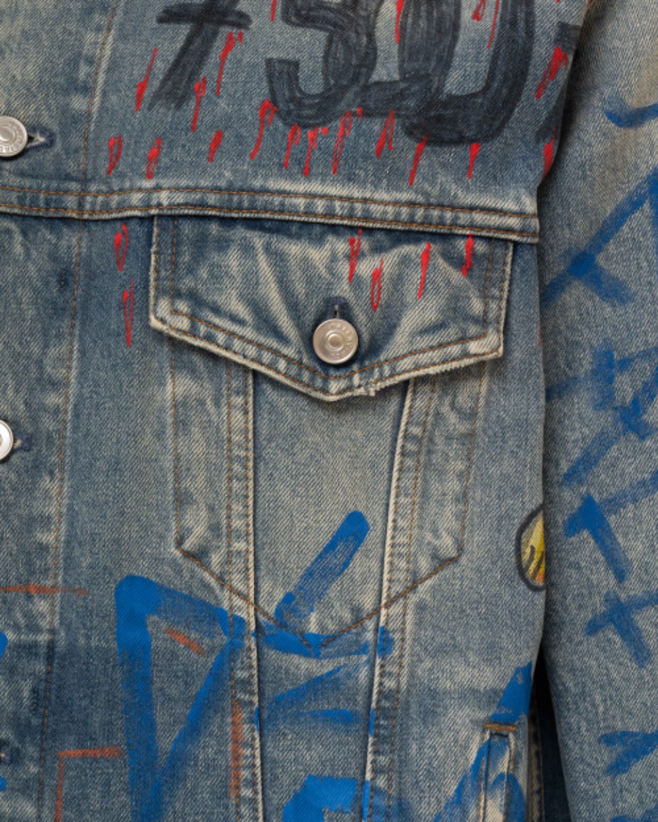 Balenciaga graffiti denim jacket thumbnail