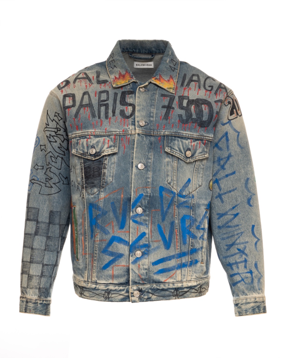 Balenciaga graffiti denim jacket thumbnail