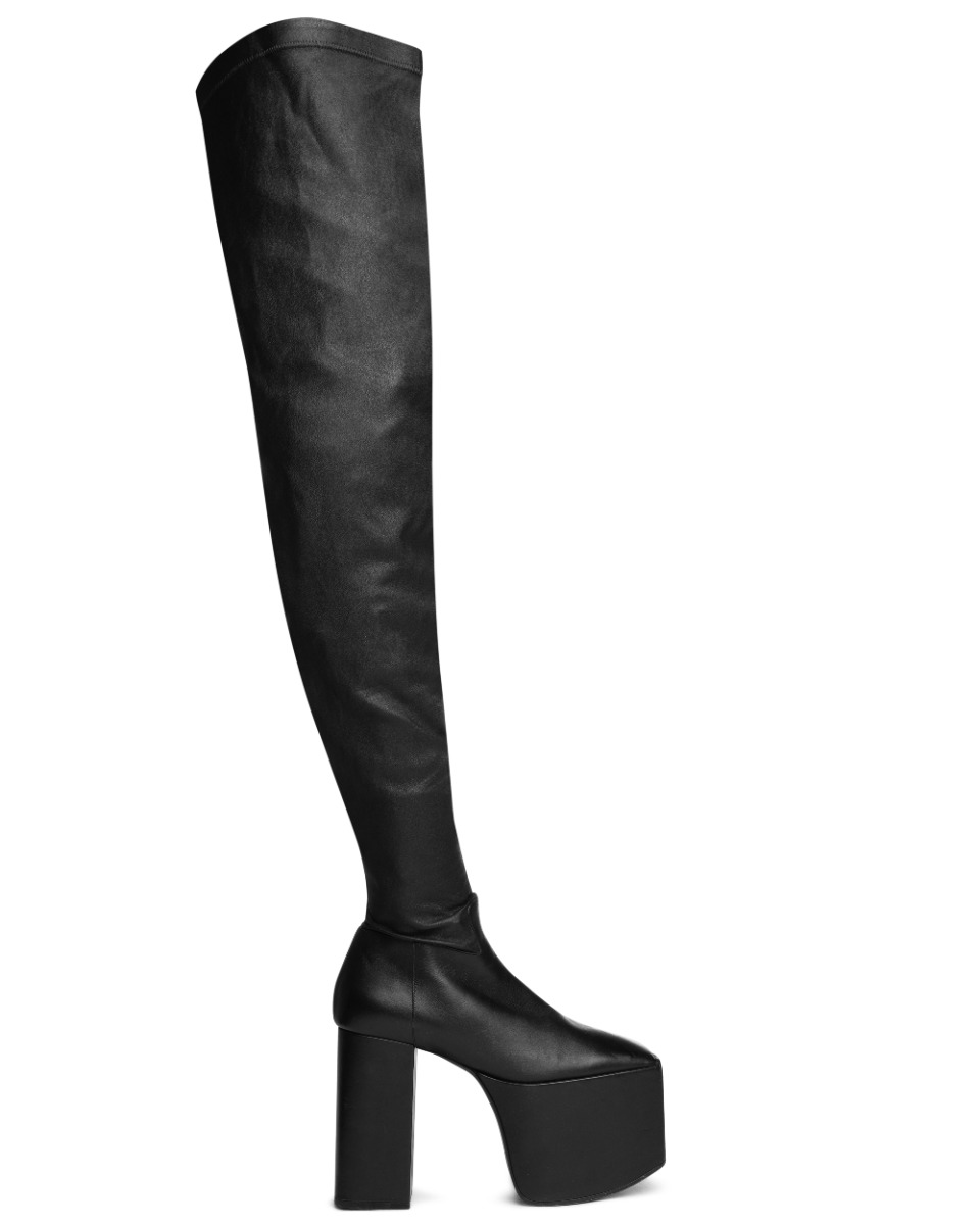 Balenciaga high-knee platform black leather boots thumbnail