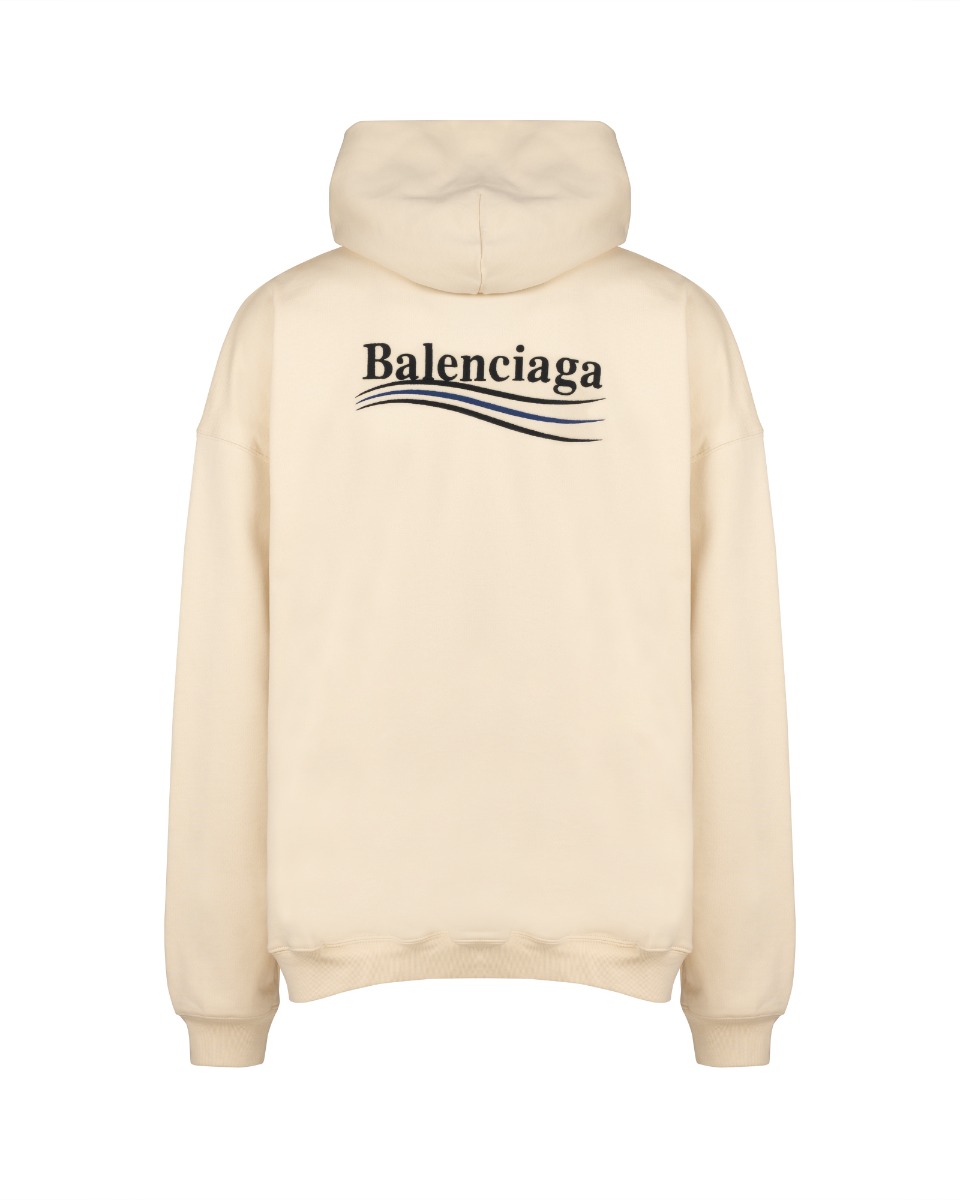 Balenciaga Political Campaign logo oversized cream hoodie thumbnail