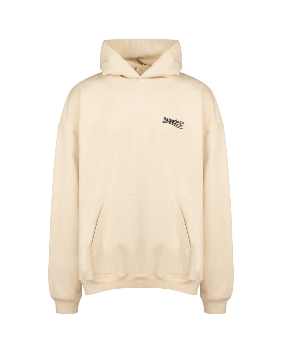 Balenciaga Political Campaign logo oversized cream hoodie thumbnail