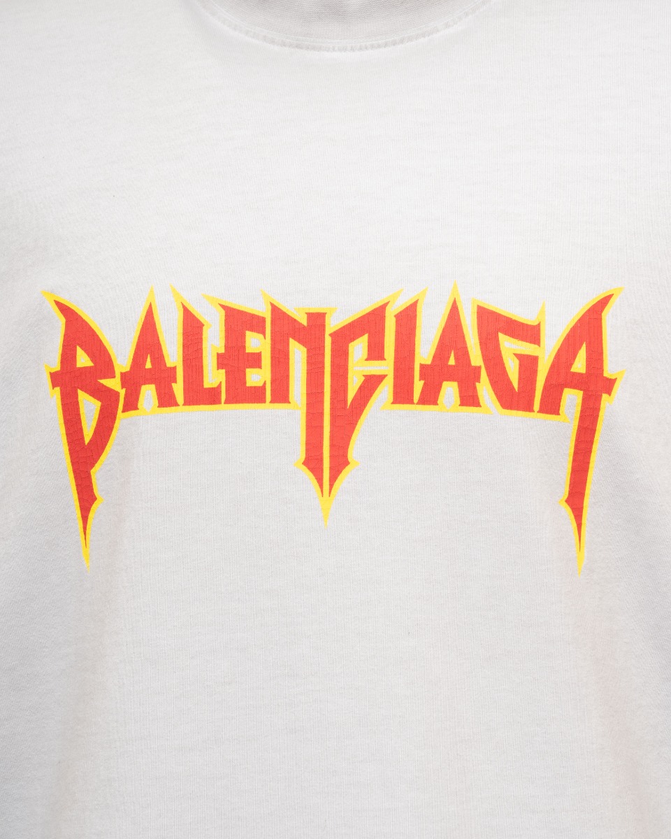 Balenciaga metal logo distressed grey t-shirt  thumbnail