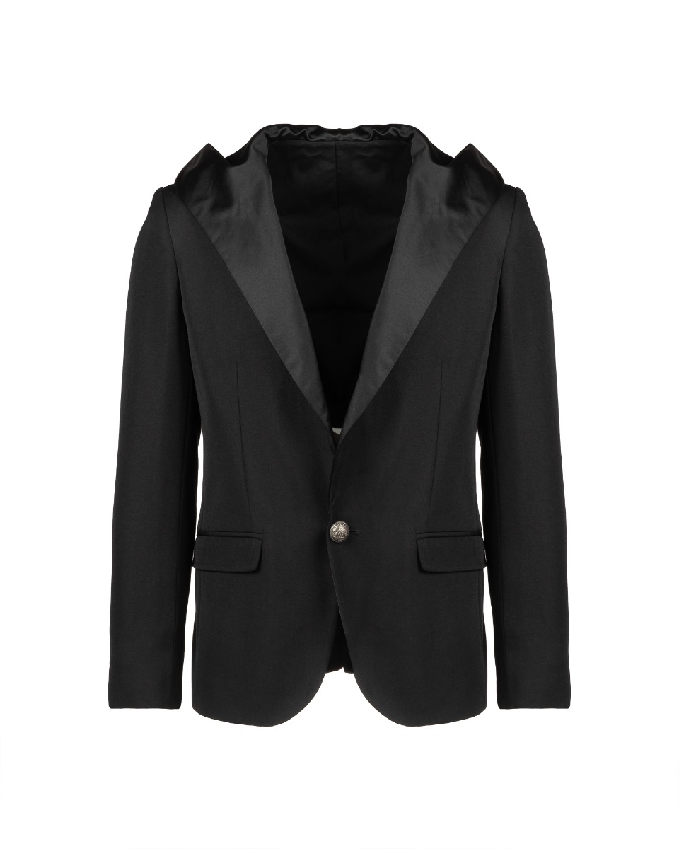 Balmain satin lapels hooded blazer jacket thumbnail