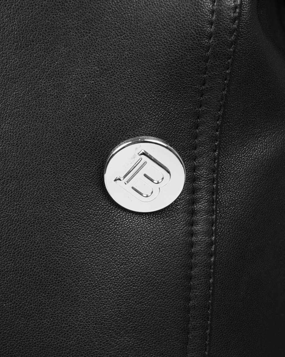 Balmain button-detailed leather biker jacket thumbnail