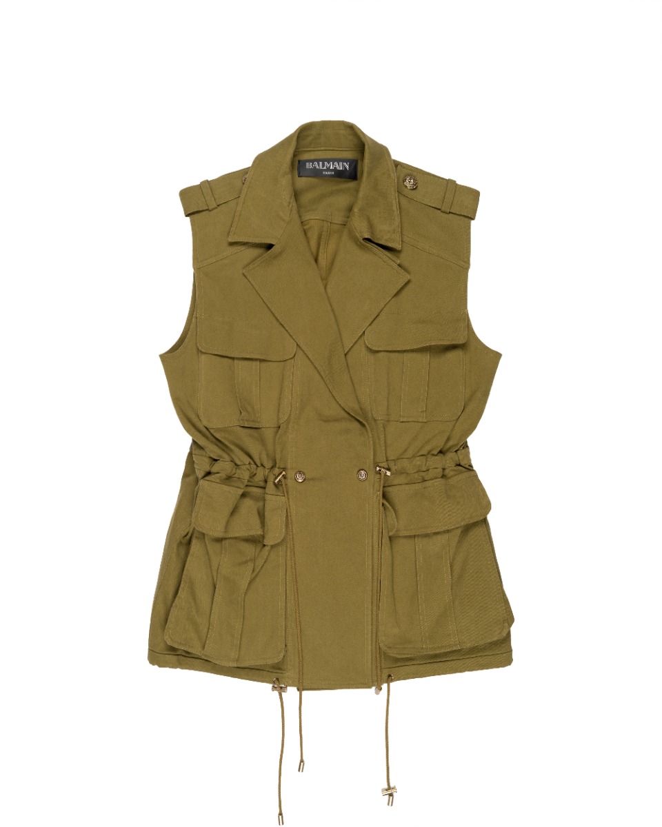 Balmain military vest khaki jacket thumbnail