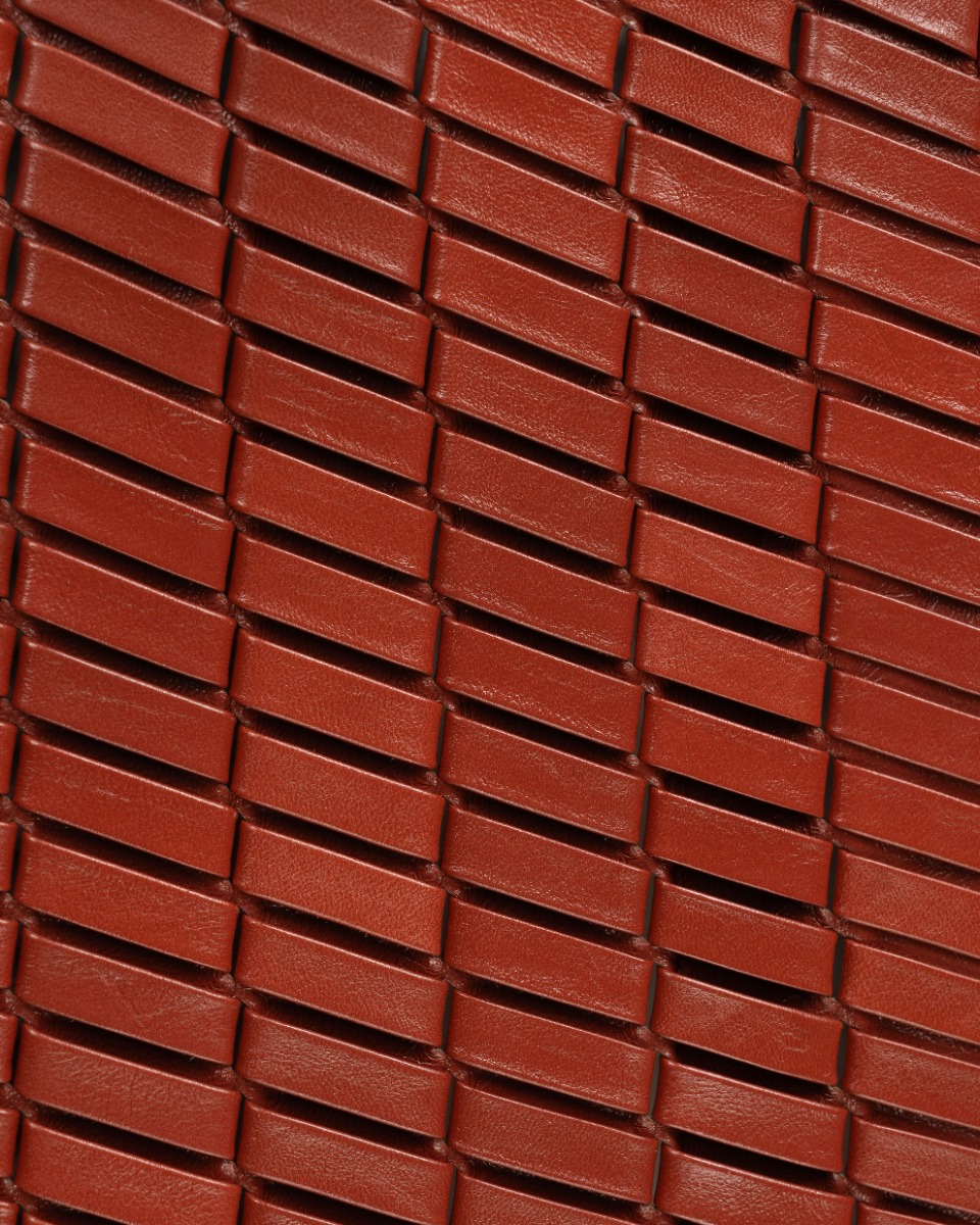 Bottega Veneta diagonal textured leather skirt thumbnail