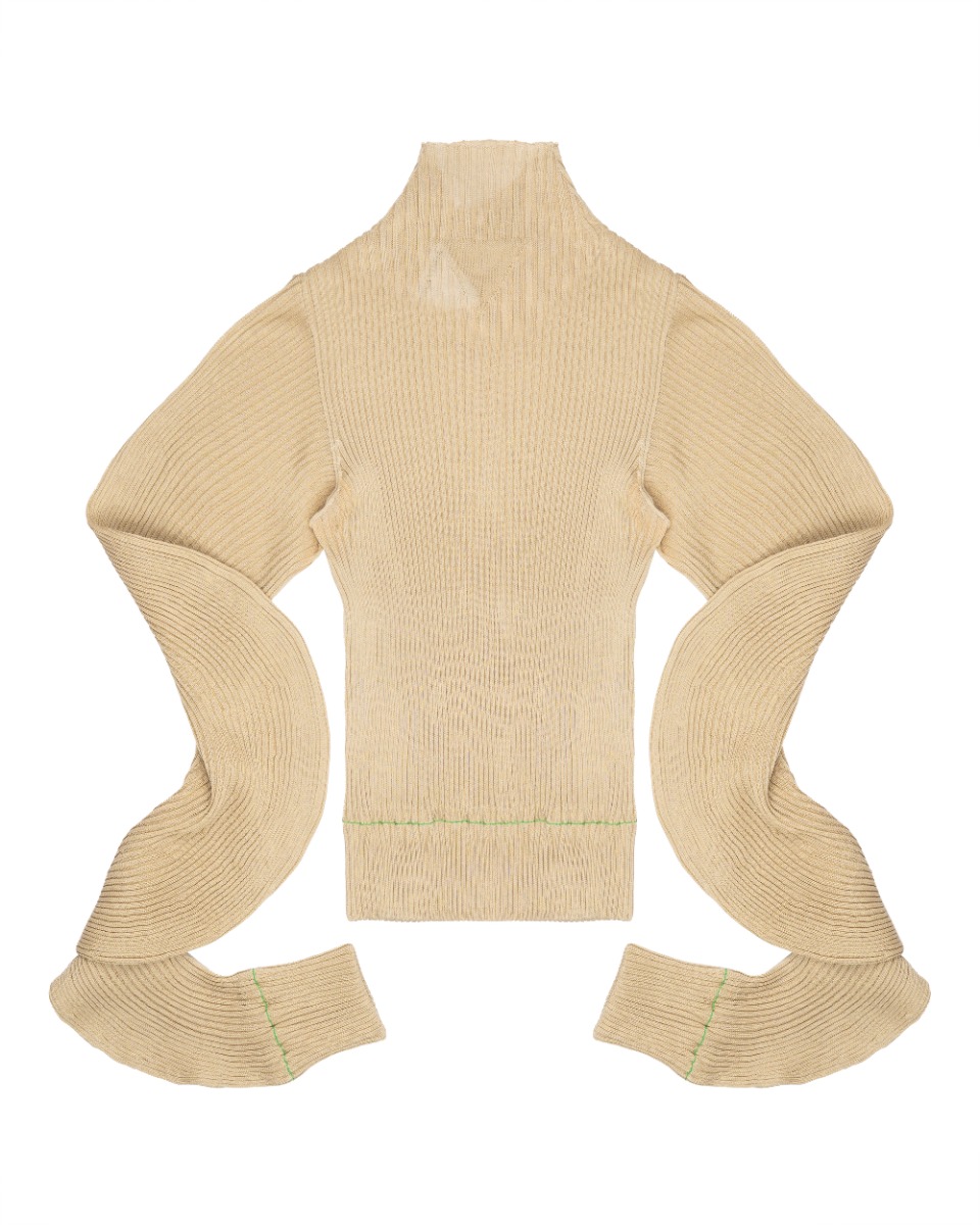 Bottega Veneta spiral-sleeve knitted top thumbnail