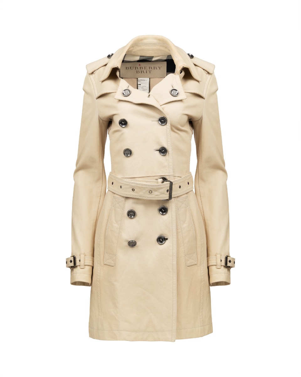 Burberry Brit leather beige trench coat thumbnail