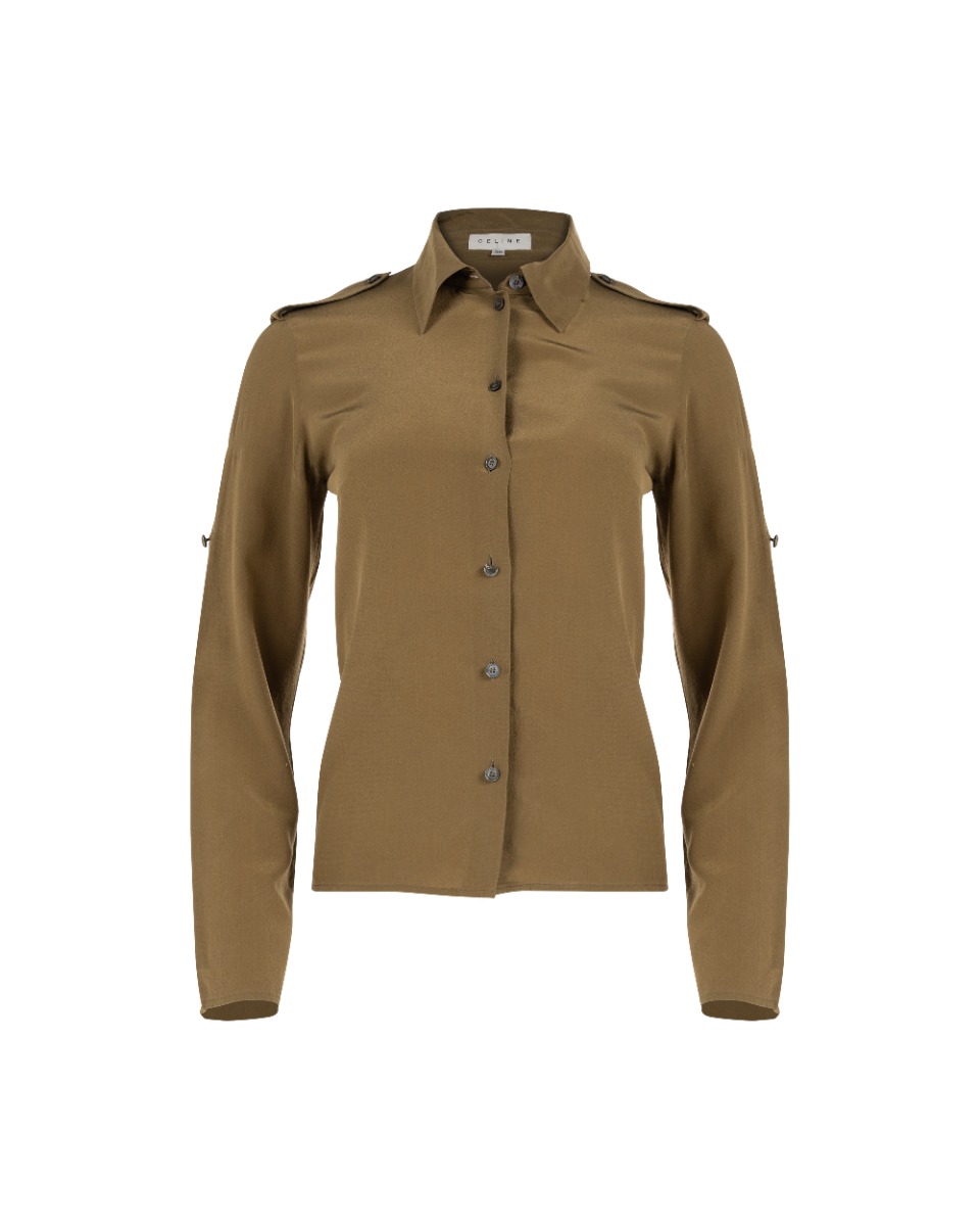 Celine military epaulets silk button-up shirt thumbnail