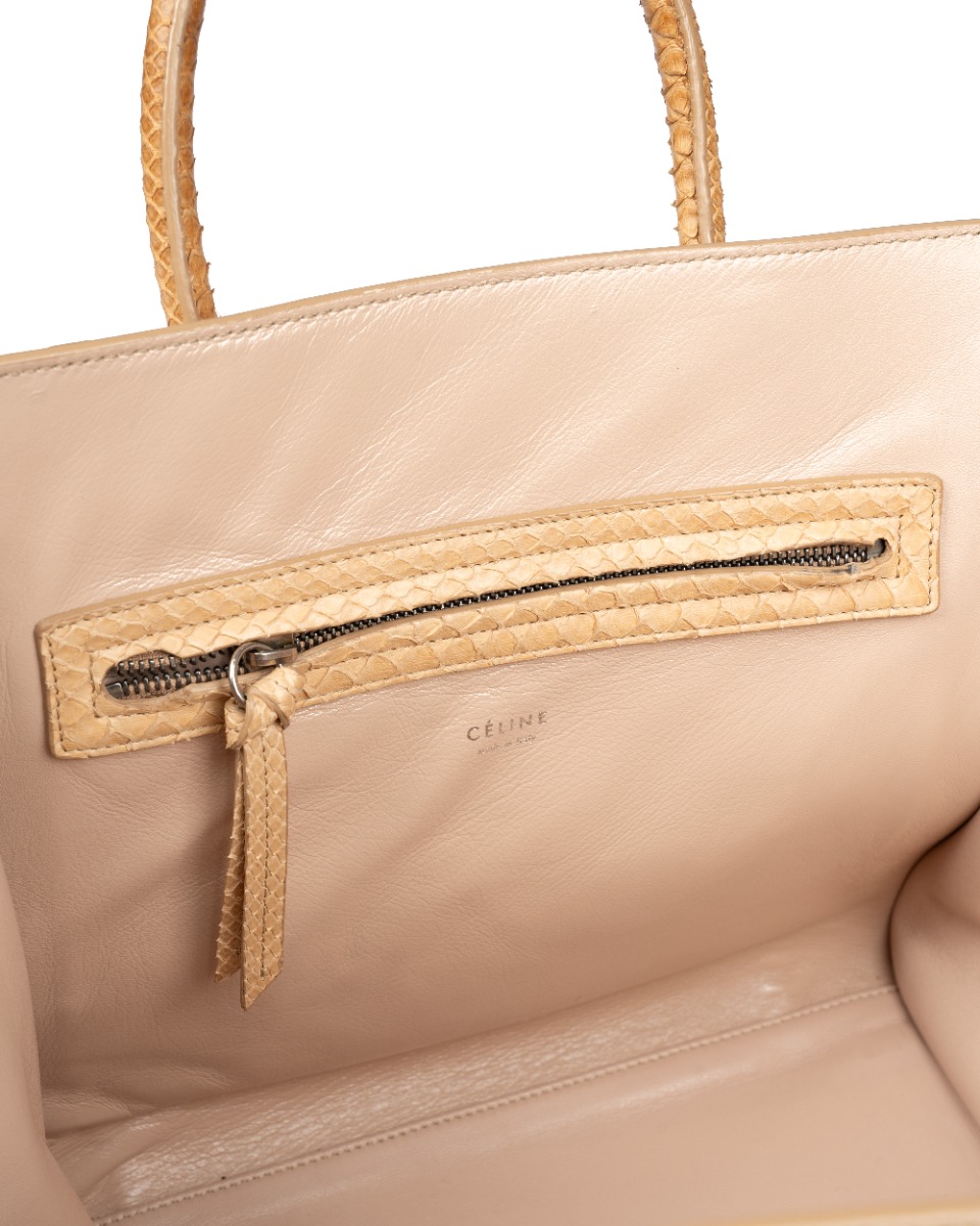 Celine Phantom taupe python medium tote bag thumbnail