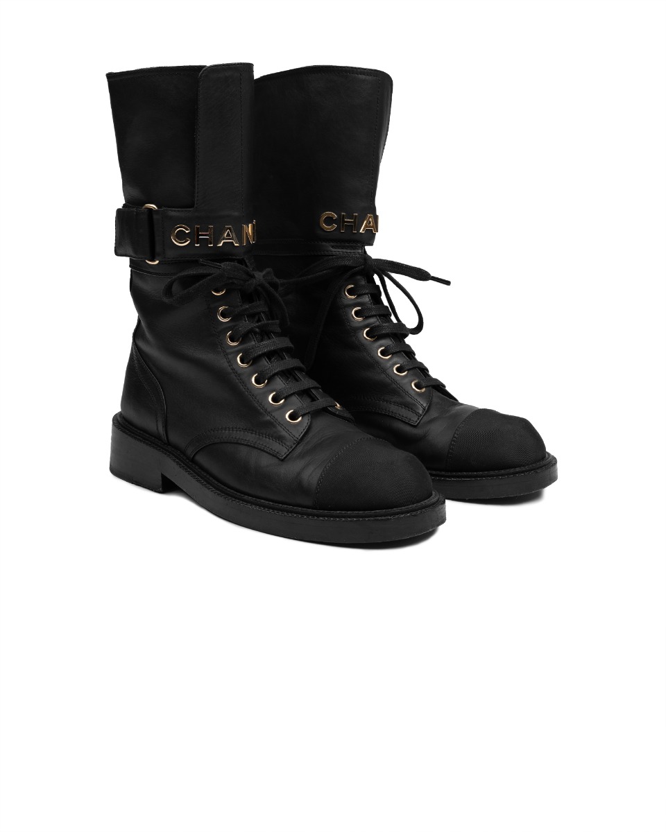 Chanel combat leather boots thumbnail