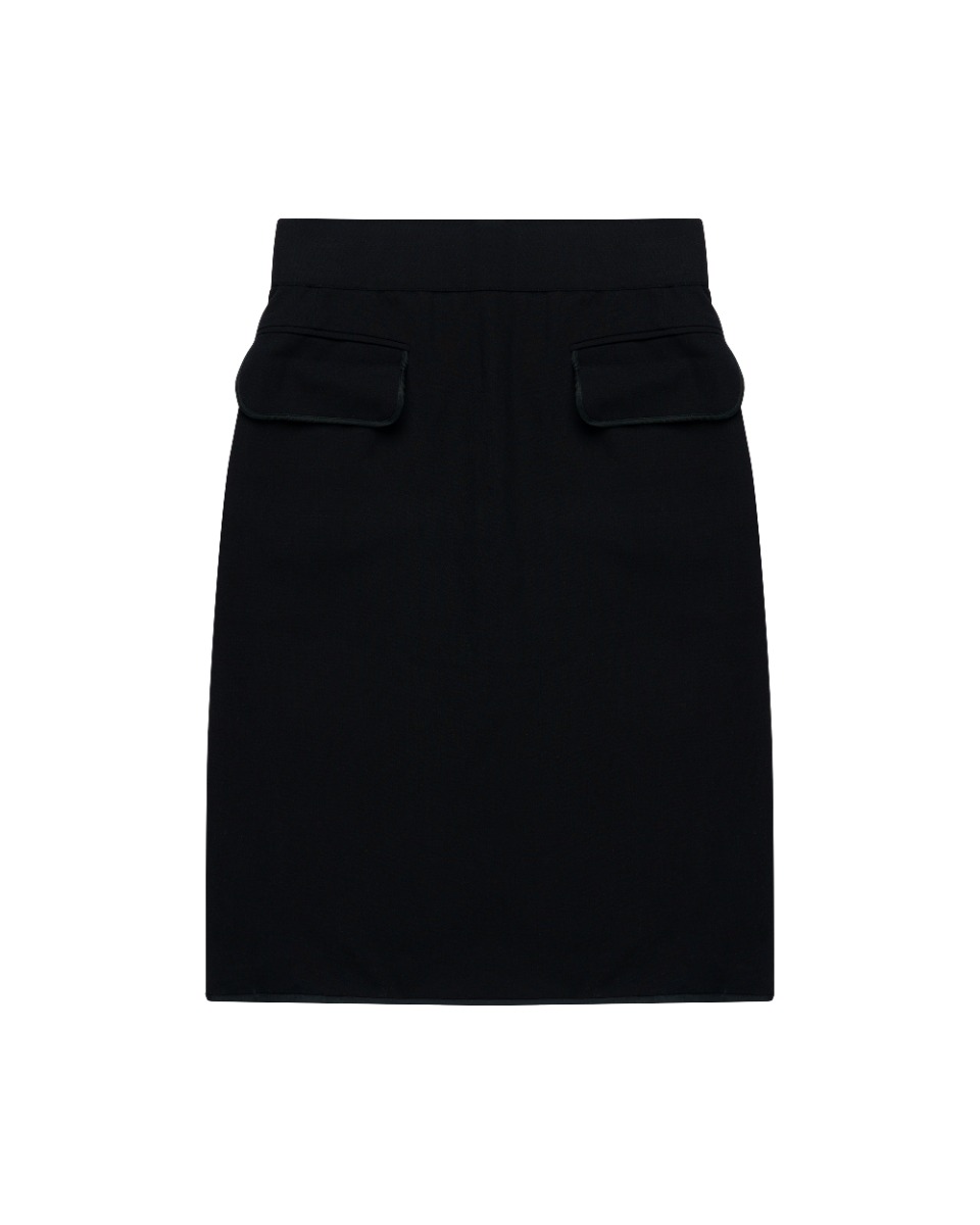 Chanel gold-buttoned laine pencil skirt thumbnail