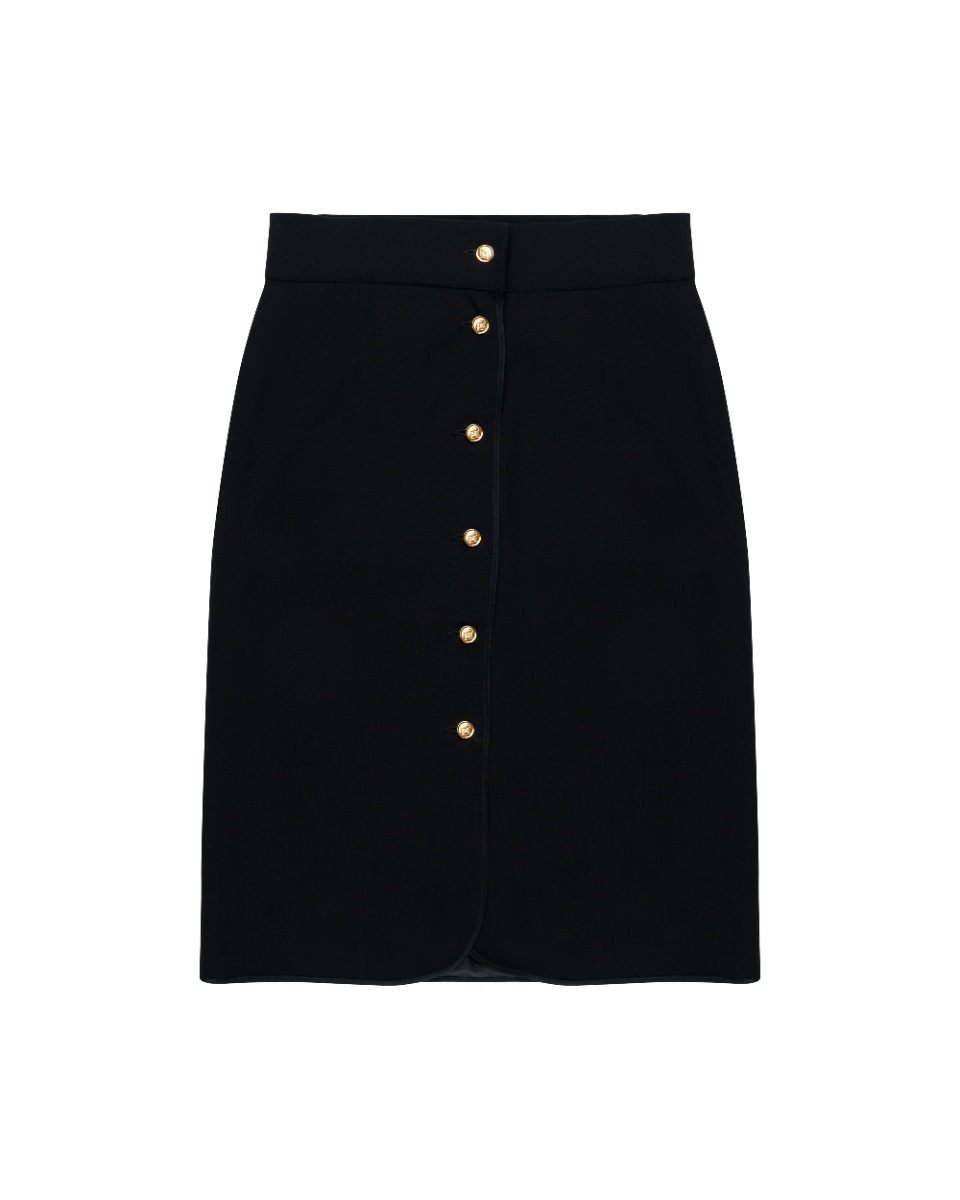 Chanel gold-buttoned laine pencil skirt thumbnail
