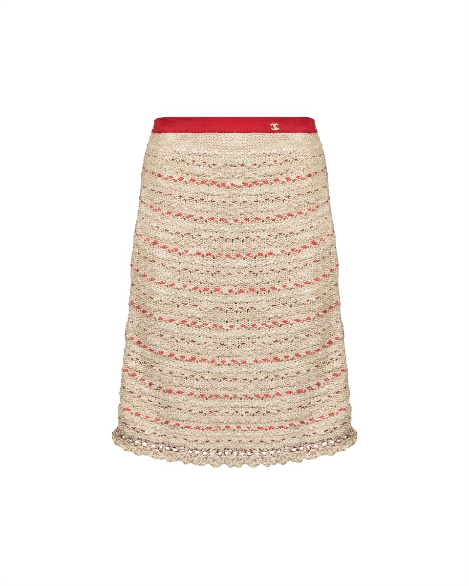 Chanel mark beige glitter "CC" logo skirt thumbnail