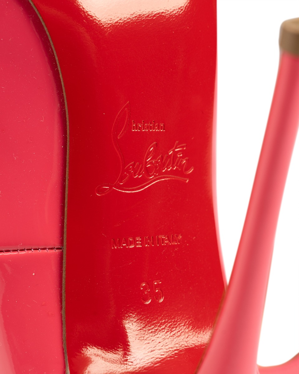 Christian Louboutin Pigalle 120 patent leather hot pink heels thumbnail